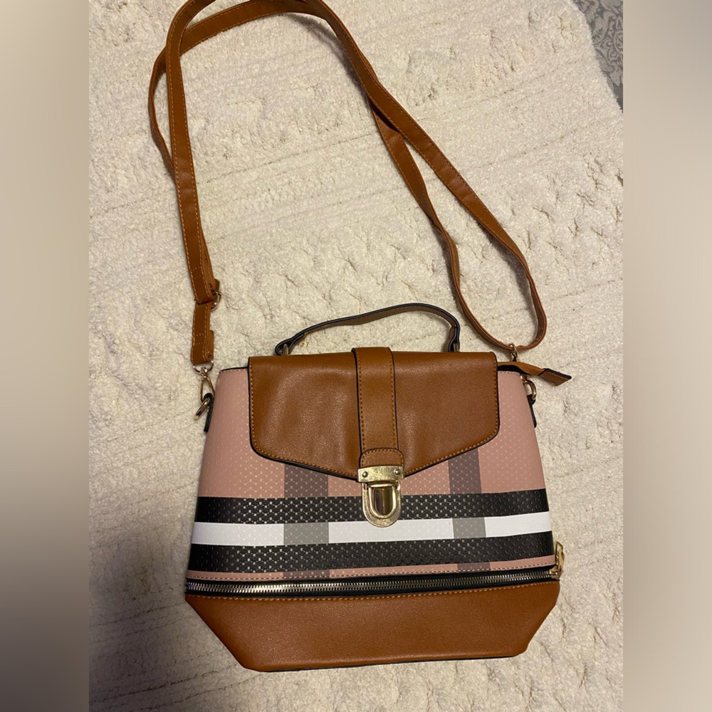 Women's Pink & Brown Crossbody Satchel
